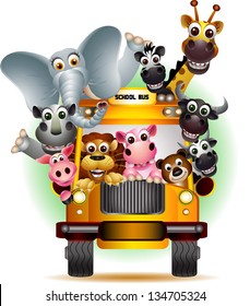 funny animal cartoon collection on yellow car
