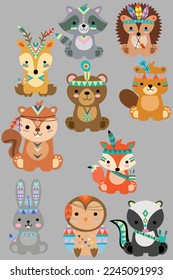 funny animal cartoon kids baby vectör pattern
