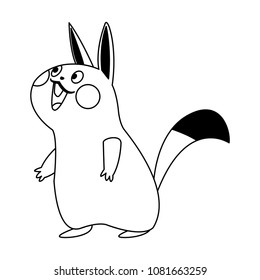 Funny animal cartoon on black and white colors