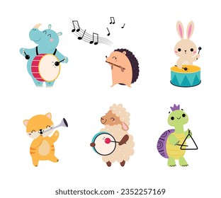 Juego de Ilustración del Vector de Concierto con Caracteres Animales Divertidos