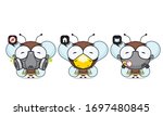 Funny animal character with protective mask and gloves. Vector collection.
