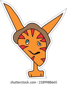 Caricatura animal divertida Vector sticker Cute sonriente caricatura de conejo 