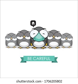 Funny animal characters with protective mask and gloves. Vector collection.