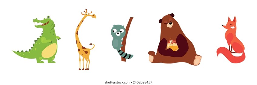 Juego de vectores de caracteres para creaturas cómicas y animales divertidos