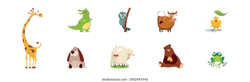 Funny Animal and Comic Creature Character Vector Set