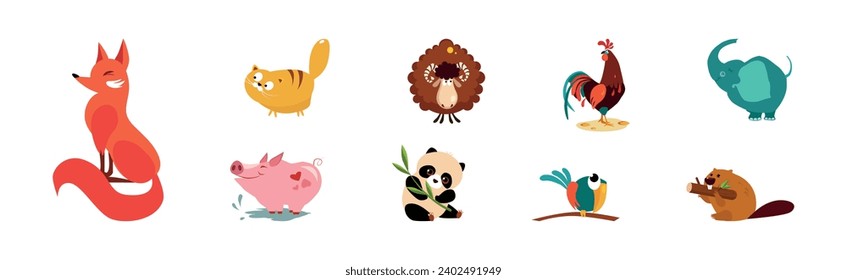 Funny Animal and Comic Creature Character Vector Set