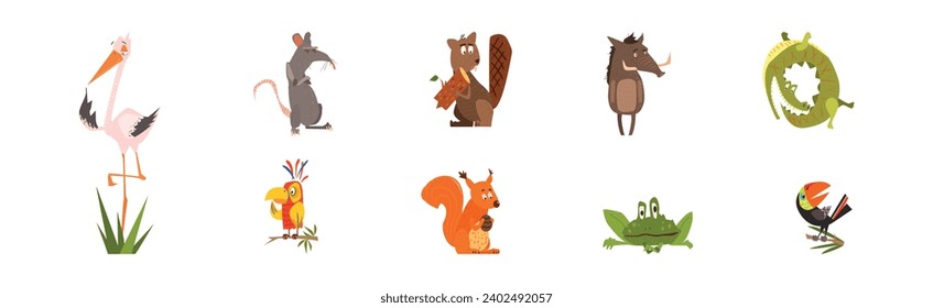 Funny Animal and Comic Creature Character Vector Set