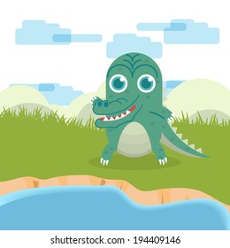 Funny Animal crocodile. Vector illustration