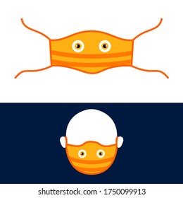 Funny animal design of reusable mask design with cute cartoon bee face in vector