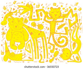 Funny Animal Doodles (hand drawn)