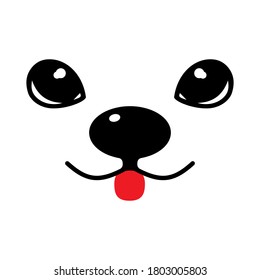 Funny Animal Face icon isolated on white background. Can use for Face Masks or T-shirt. Cute Cat face, Dog face. Cut Files design. Design concept for children. Vector illustration . 