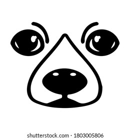 Funny Animal Face icon isolated on white background. Can use for Face Masks or T-shirt. Cute Cat face, Dog face. Cut Files design. Design concept for children. Vector illustration . 
