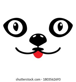 Funny Animal Face icon isolated on white background. Can use for Face Masks or T-shirt. Cute Cat face. Cut File design. Design concept for children. Vector illustration . 