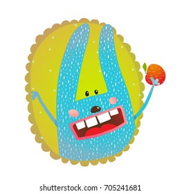 Funny animal with fruit happy smiling. Vector illustration.