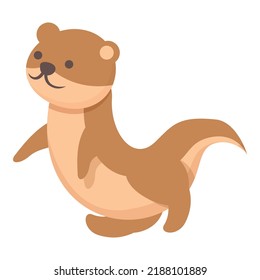 Funny animal icon cartoon vector. Weasel ermine. Cute stoat