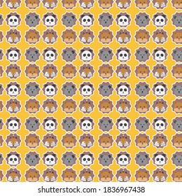 Funny Animal on Pattern. Vector illustration.Seamless for gift wrapping.children`s room