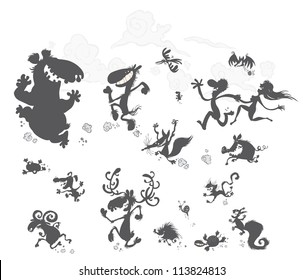 Funny Animal Silhouettes.