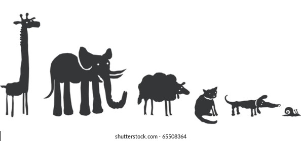 Funny animal silhouettes. Vector illustration.