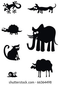 Funny animal silhouettes. Vector illustration.