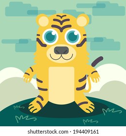 Funny Animal Tiger. Vector illustration
