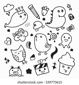 Funny Animal Vector Doodle Design Illustrator Of Isolated On White Background