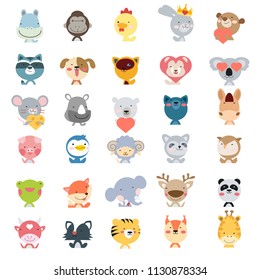Funny Animal Vector illustration Icon Set