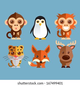 Funny Animal Vector illustration Icon Set 