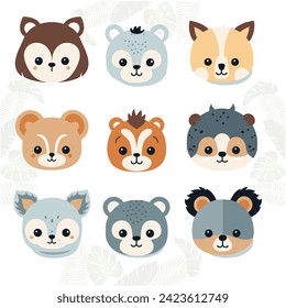 Funny Animal Vector illustration Icon Set