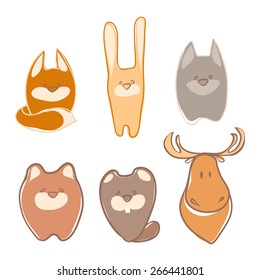 Funny Animal Vector illustration Icon Set