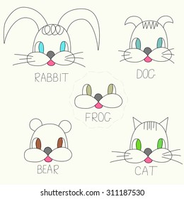 Funny Animal Vector illustration Icon Set
