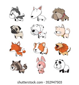 Funny Animal Vector illustration Icon Set 