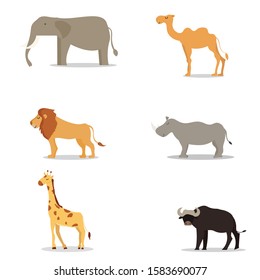 funny Animal Vector illustration Set isolated on a white background.