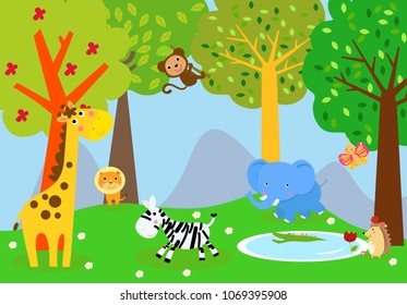 Funny animal wildlife cartoon collection