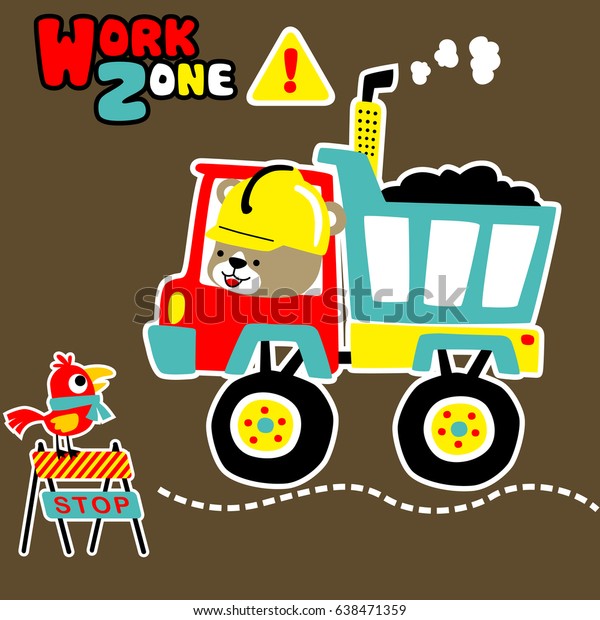 funny animals cartoon work time with coal\
truck, vector cartoon\
illustration
