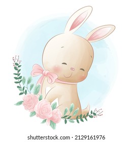 Funny animals cute bunny card for kids