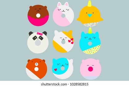 Funny animals donuts