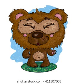 funny animals.  hand drown cartoon bear