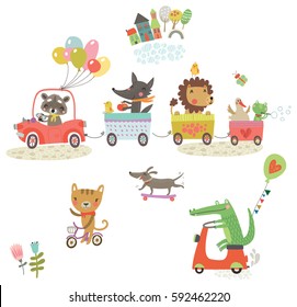 
Funny animals ride. Animals on cars