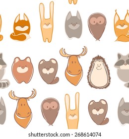 Funny animals. Seamless background with animals