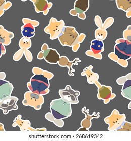 Funny animals. Seamless background with animals. Seamless pattern can be used for wallpapers, pattern fills, web page backgrounds,surface textures