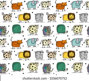 Funny animals, seamless pattern for your design