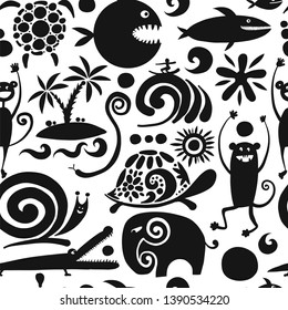 Funny animals, seamless pattern for your design