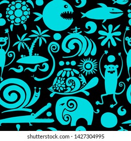 Funny animals, seamless pattern for your design
