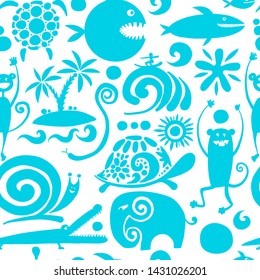 Funny animals, seamless pattern for your design