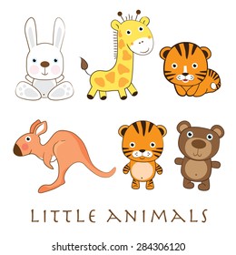 Funny animals set. Vector illustration.