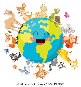 Funny Animals Standing On Earth