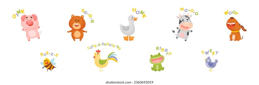 Funny Animals Talking Making Noise and Sound Vector Set