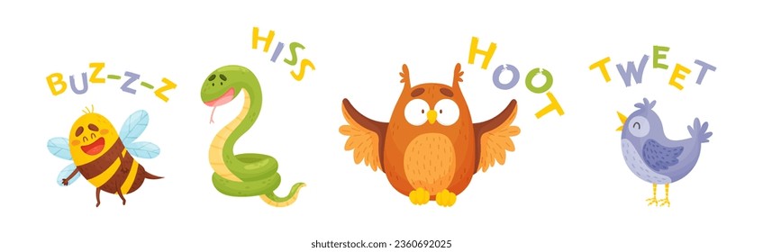 Funny Animals Talking Making Noise and Sound Vector Set