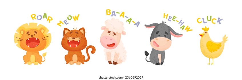 Funny Animals Talking Making Noise and Sound Vector Set