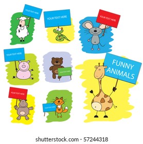 Funny animals with text-board